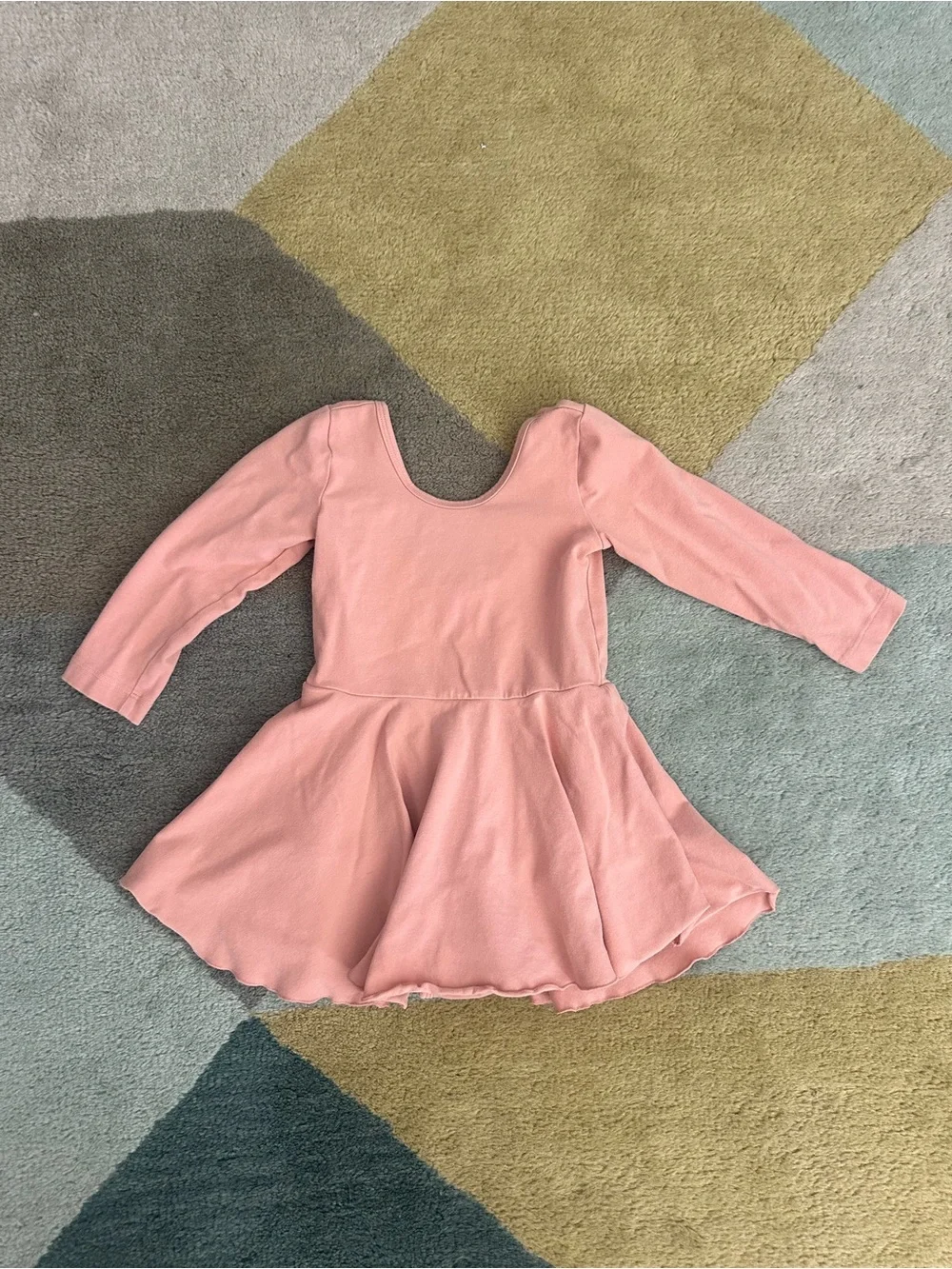 Girls' Long-Sleeve Pink Skirted Leotard
